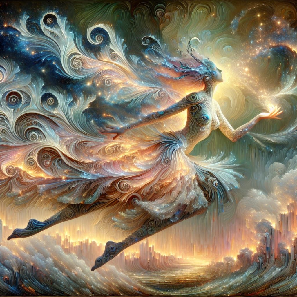 Bioluminescent Air Elemental in Symbolic Style