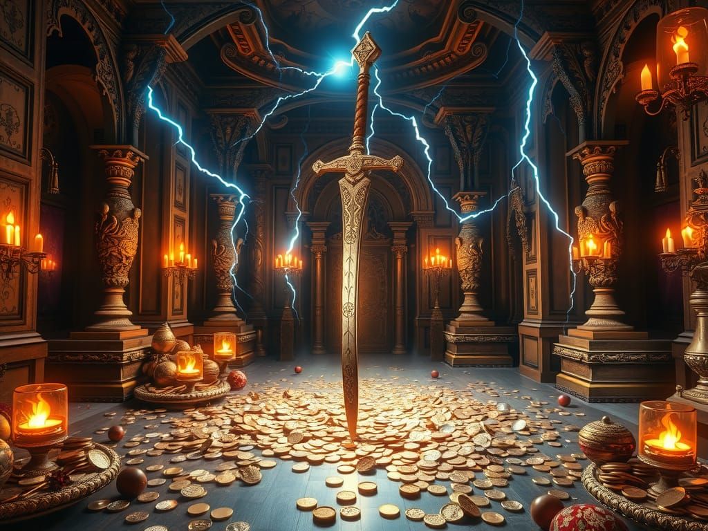 In a hyper-realistic, hyper-detailed A grand DnD-style treas...