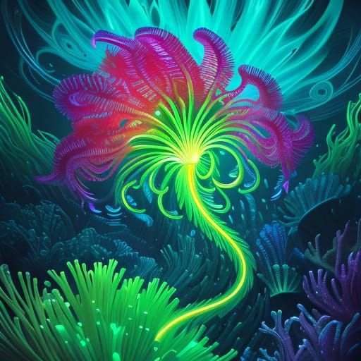 Bioluminescent Neon Creature of the Sea: Macro Photography