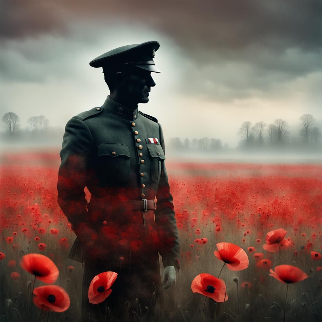 Double Exposure: Soldier's Remembrance in Poppy Fields