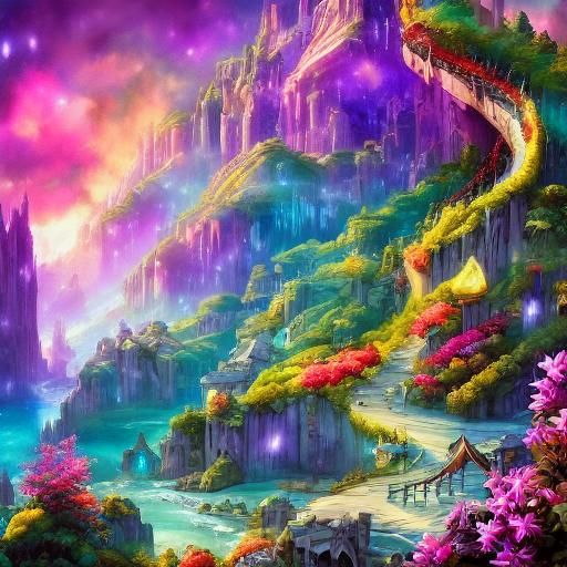 Fantasy Elves in Dreamlike Paradox Catalyst Landscape