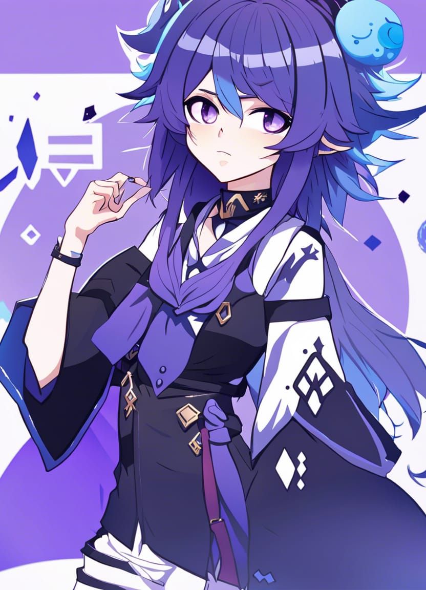 Nonbinary Punk Character in Genshin Impact Anime Style