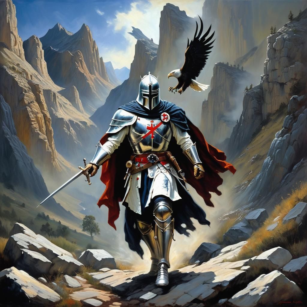 The Invisible Knight Templar: Oil Painting