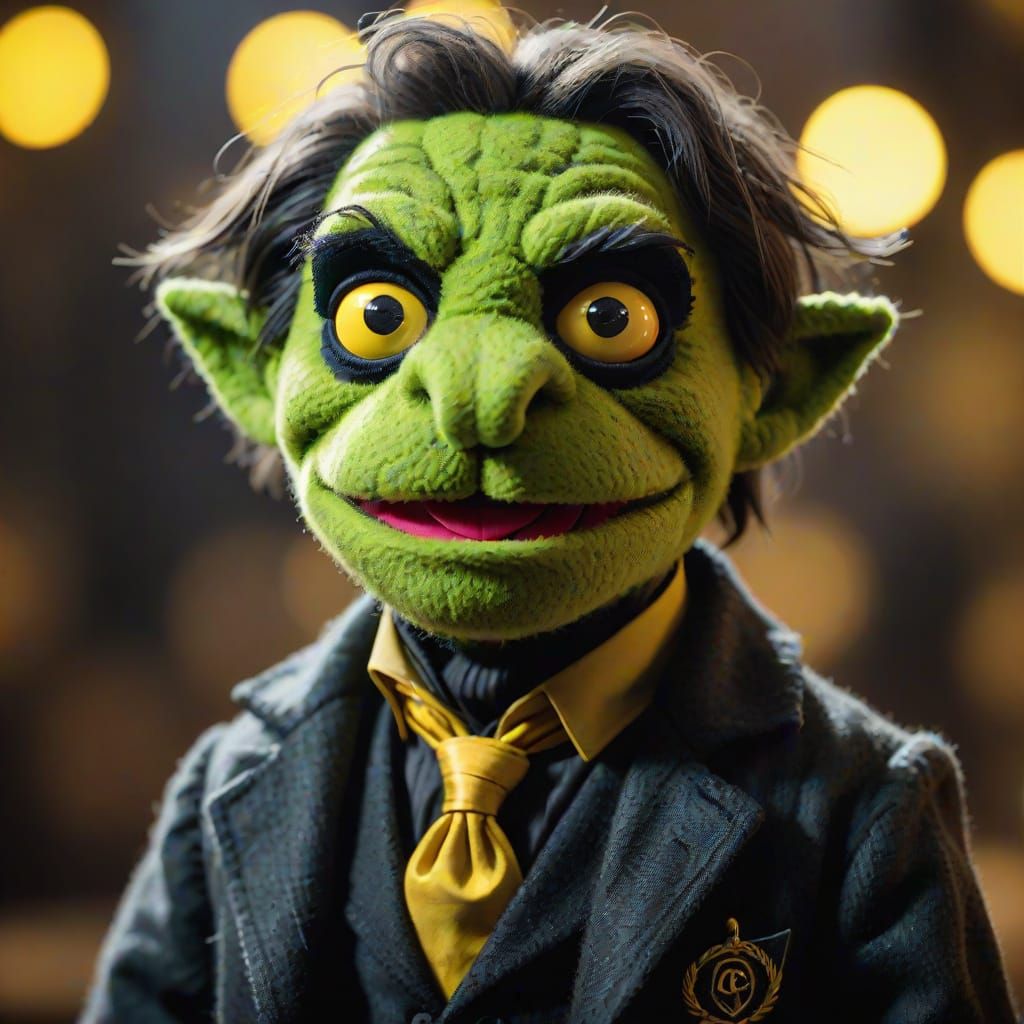 Evil Tom Riddle Muppet in Slitherin Outfit
