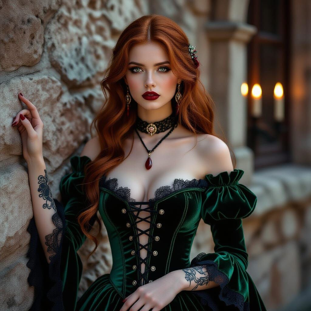 A hyper-detailed digital photograph in a gothic fantasy aest...