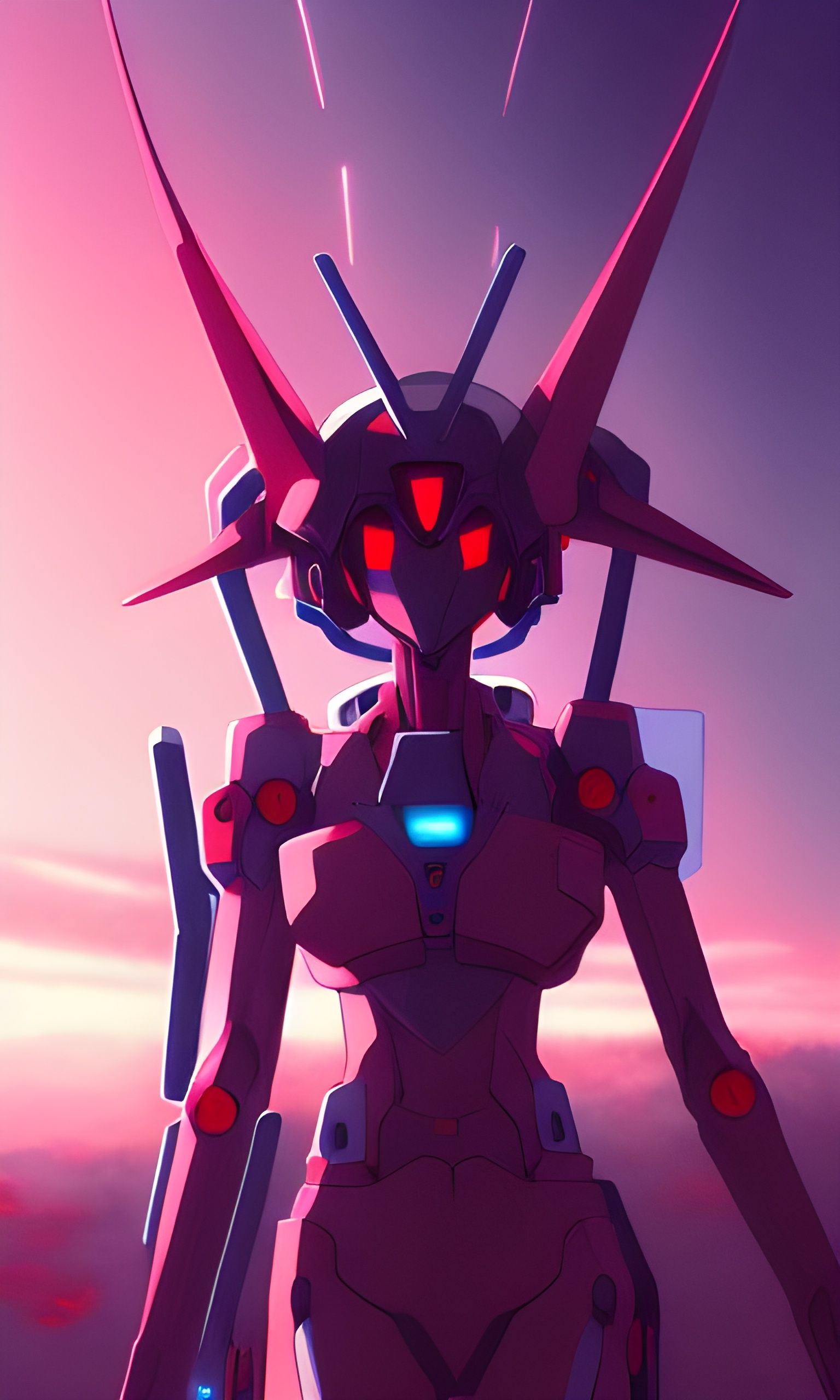 Anime Mecha Girl Inspired by Evangelion