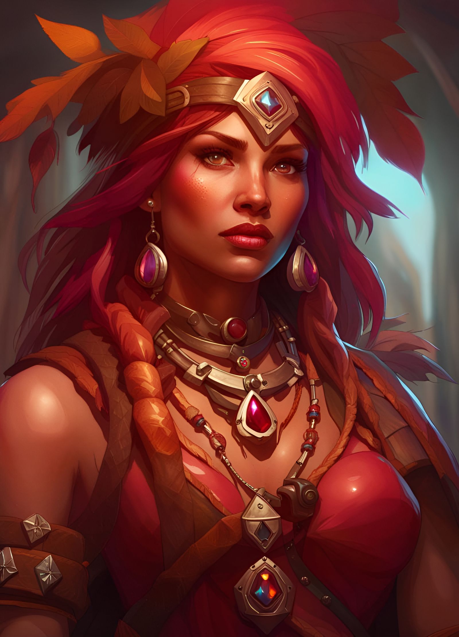 Ruby the Barbarian Portrait in Hyperrealistic Style
