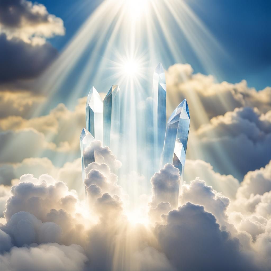 Radiant Crystal Bathed in Heavenly Sunshine
