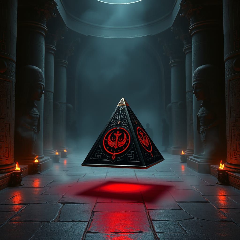 Ancient Sith Holocron in Dark, Industrial Temple