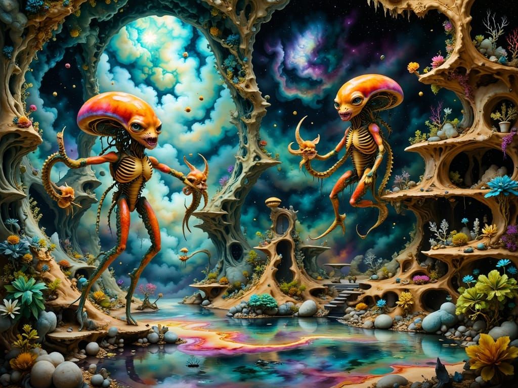 Creepy-Cute Octopoid Aliens in Fluid Alien Home