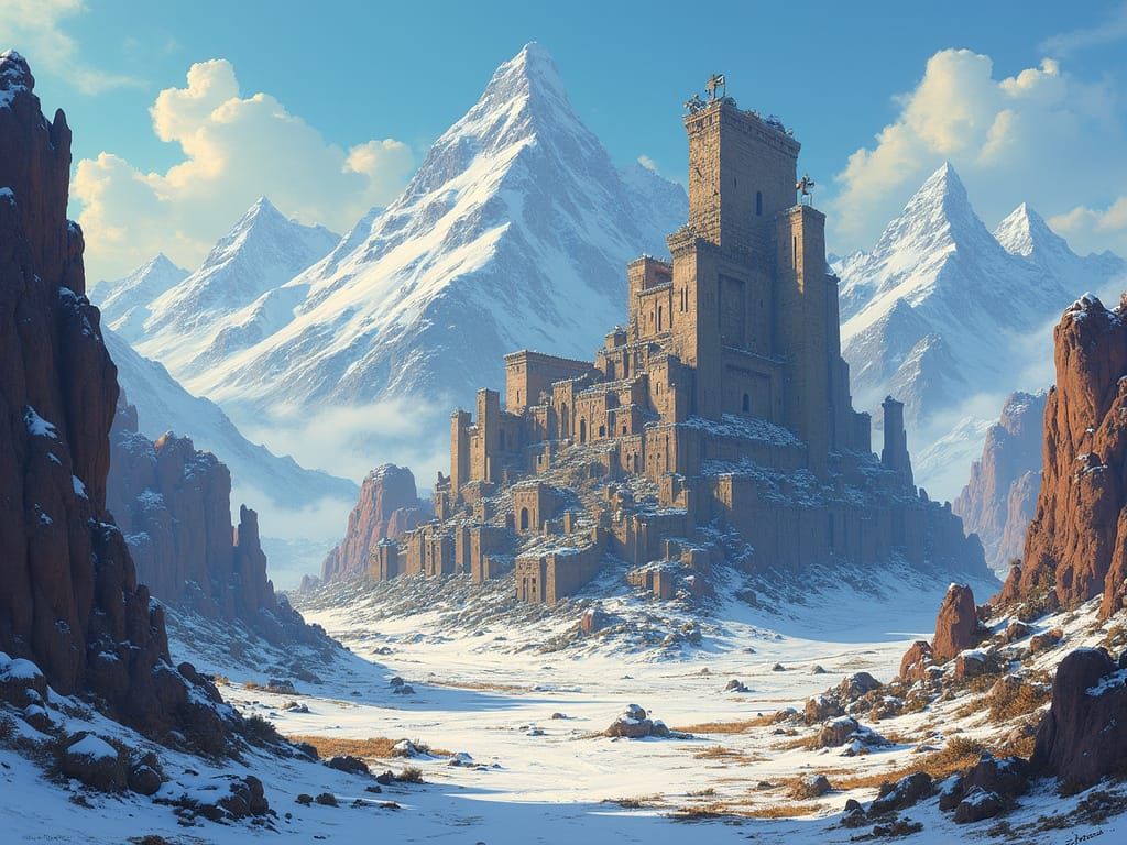 Ethereal City Ruins in Whimsical Fantasy Style