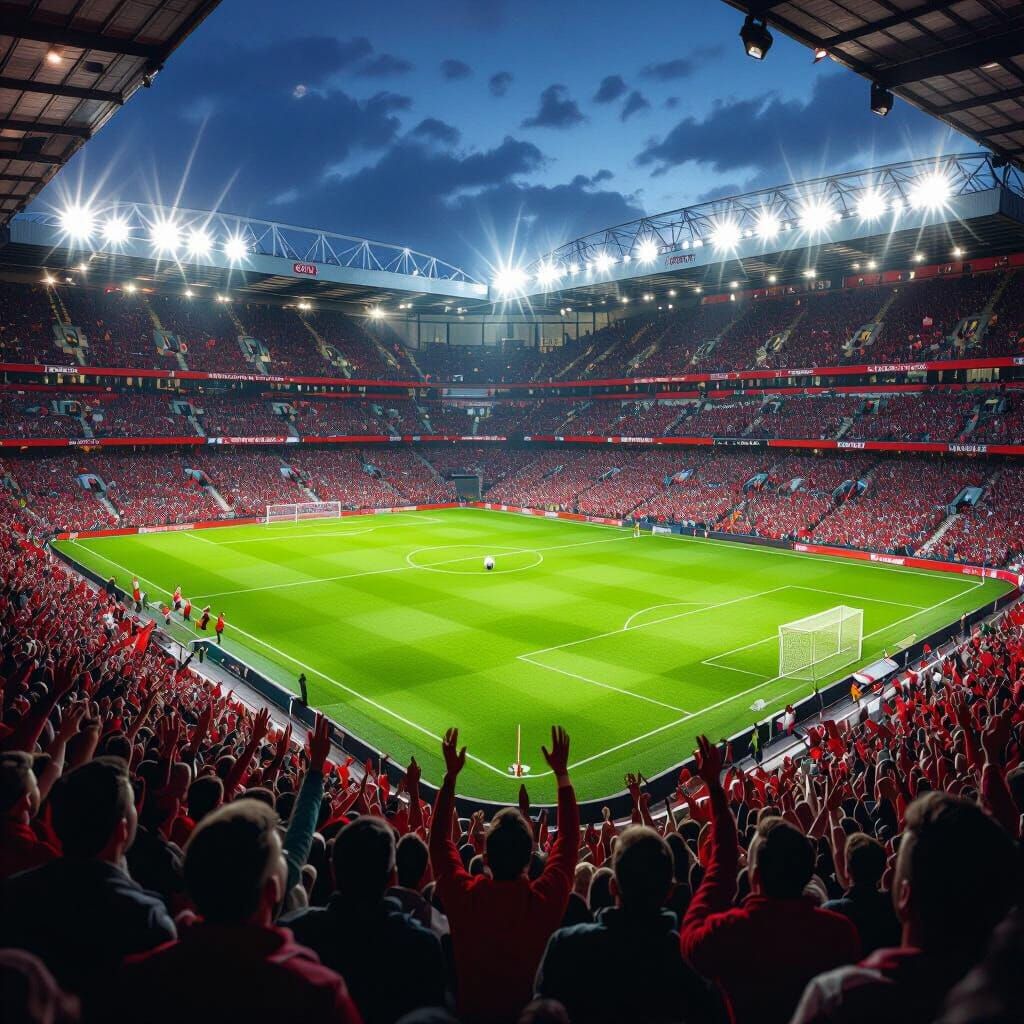 Anfield Stadium Night Match: Football Frenzy Under Floodligh...