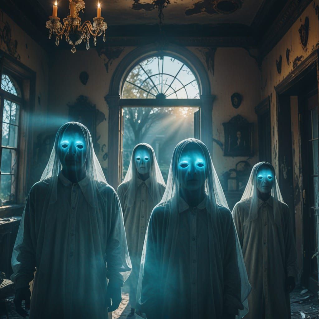 Ethereal Surrealism: Ghosts Hovering at Dusk