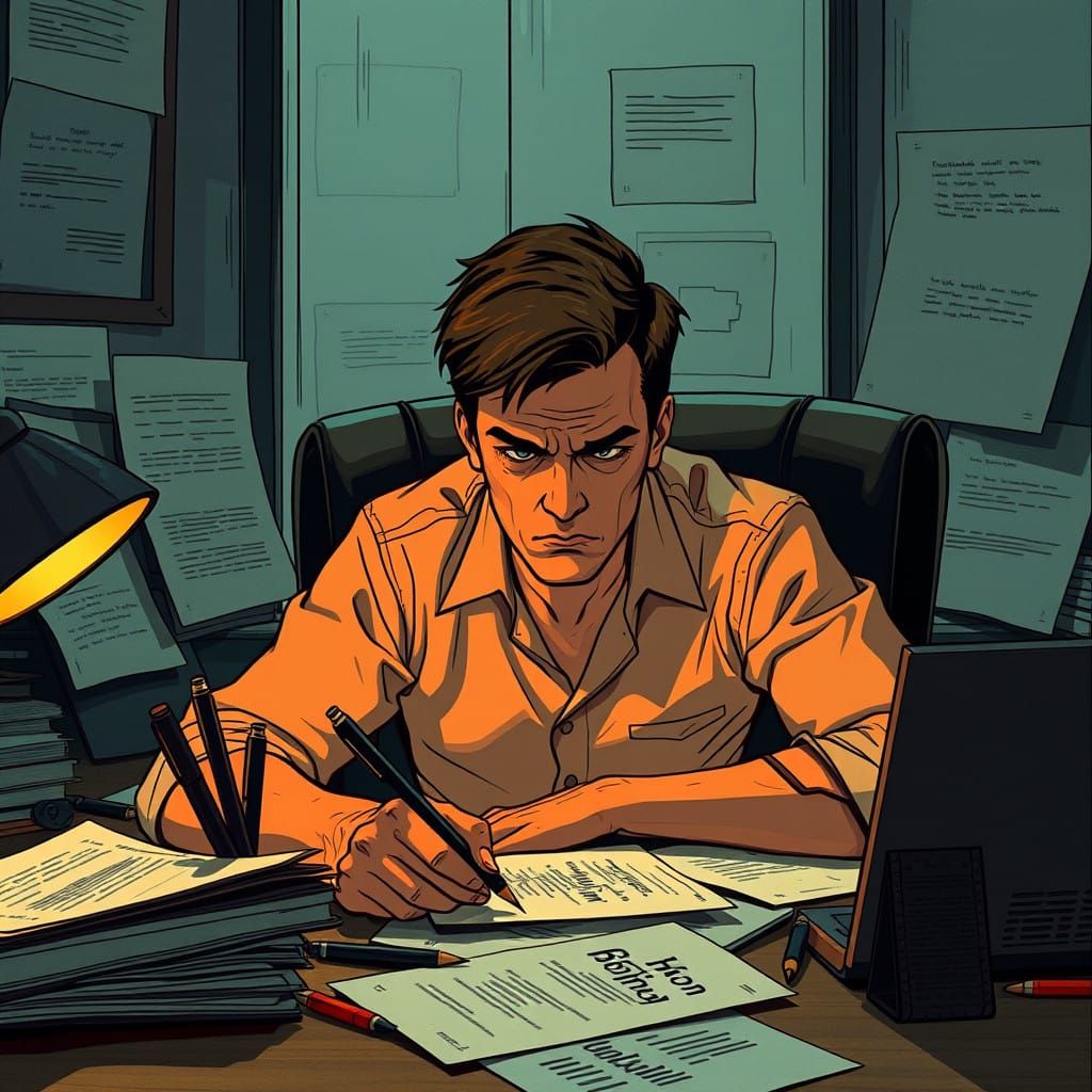 Tormented Office Worker Trapped in Industrial Futurism