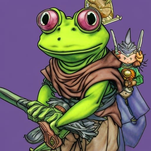 Fantasy Frog Knight in Anime Manga Style