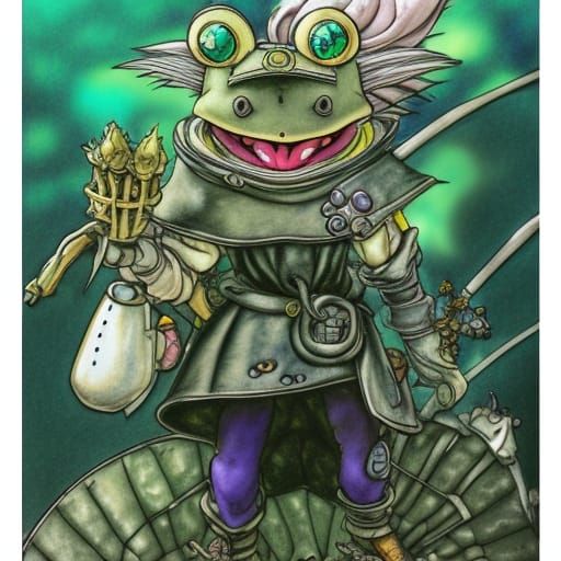 Anthropomorphic Frog Knight in Anime Style