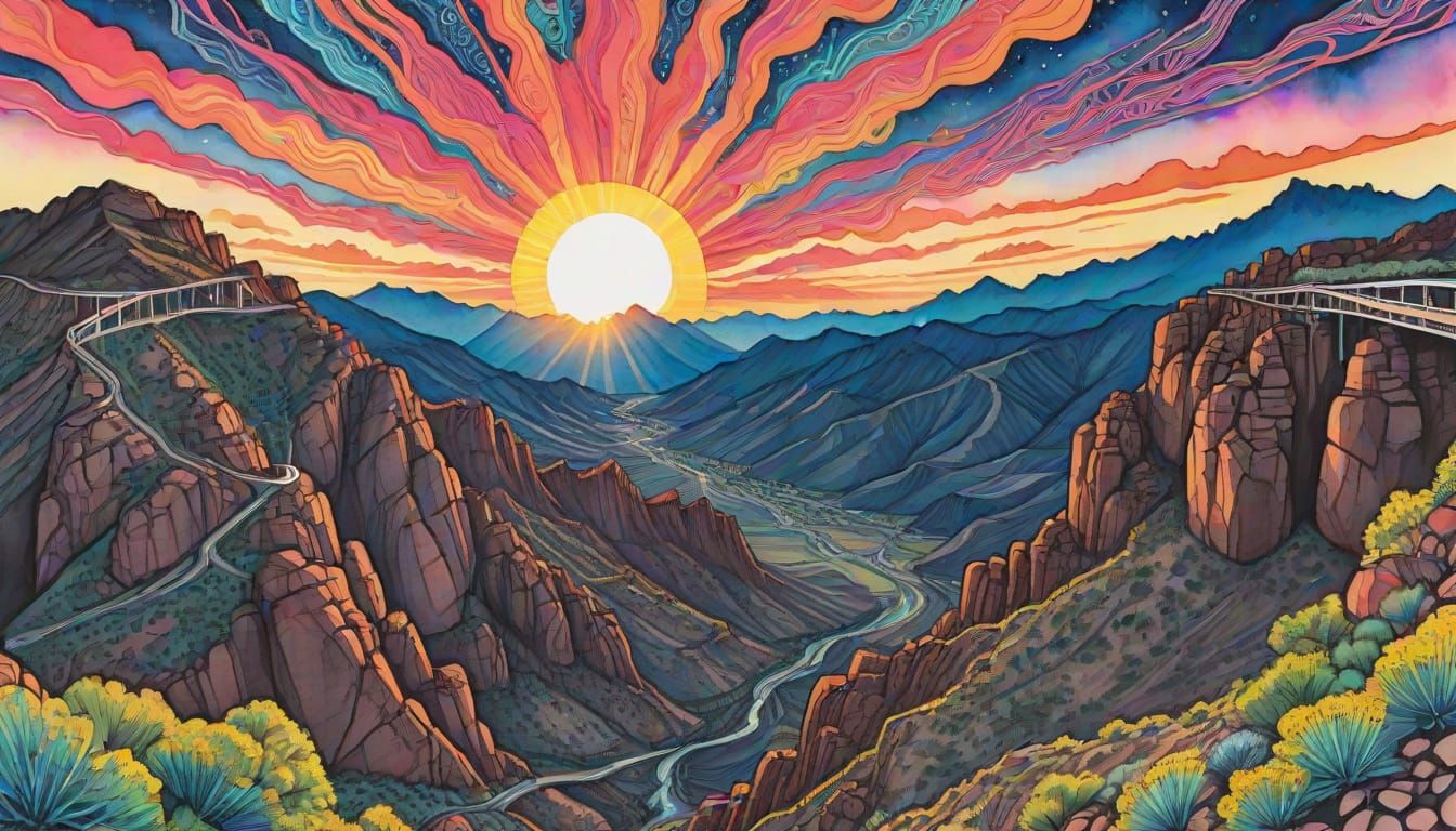 Vibrant Neon Sunrise Over Royal Gorge