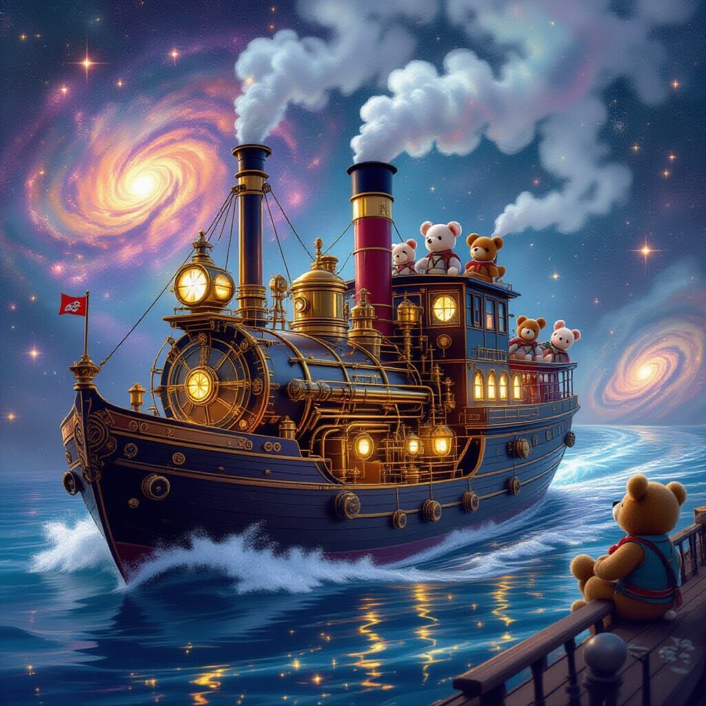 Clockwork Steamboat Navigates Cosmic Nebula