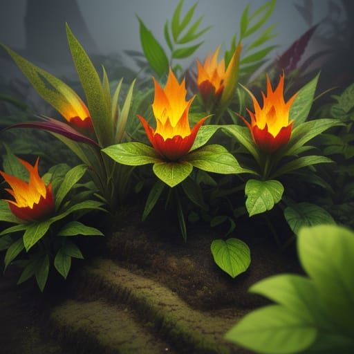 Lush Plants Growing in Hidden Places: Concept Art