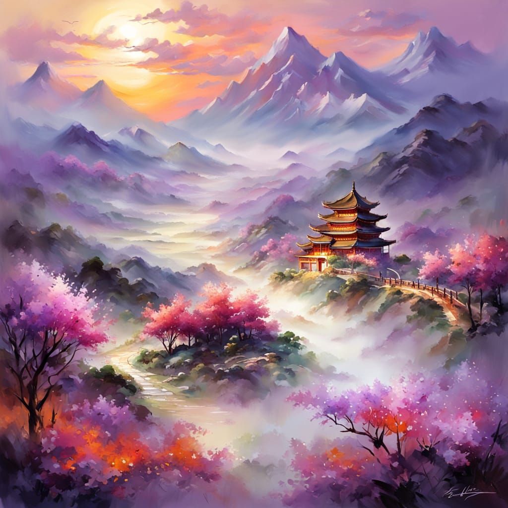 Vibrant Sunrise Over Chinese Landscape in Fabio Cembranelli ...