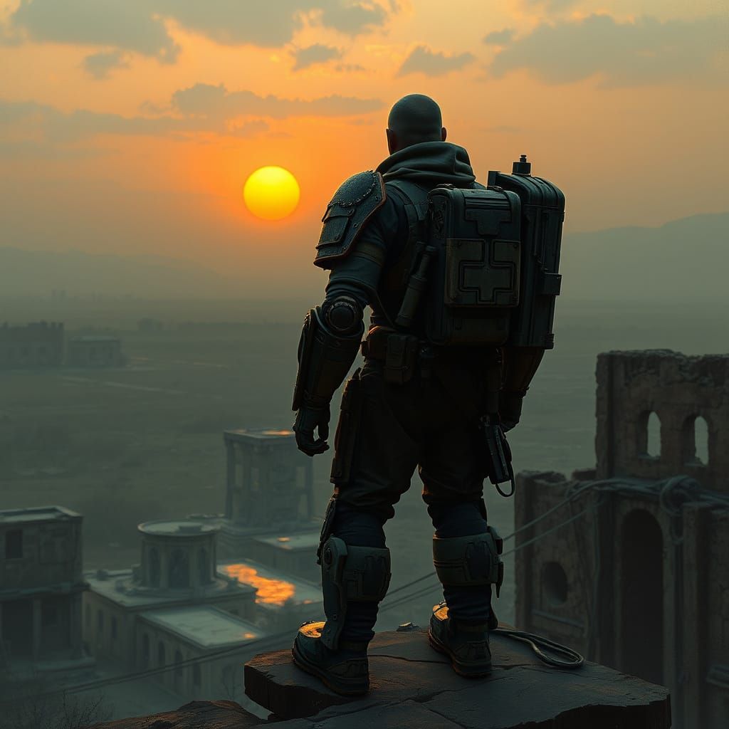 Wanderer in Ruins, Post-Apocalyptic Landscape