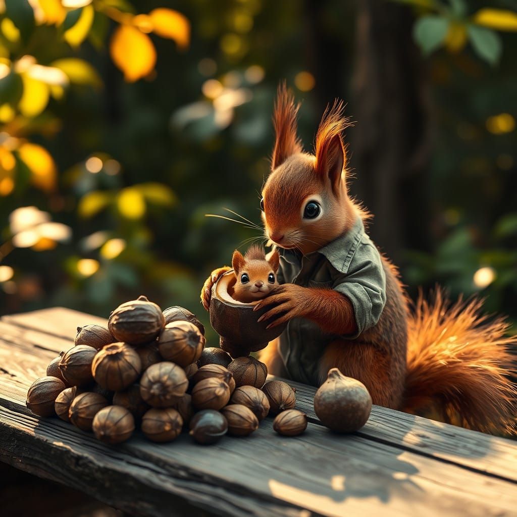 Enigmatic Squirrel in a Forest Scene