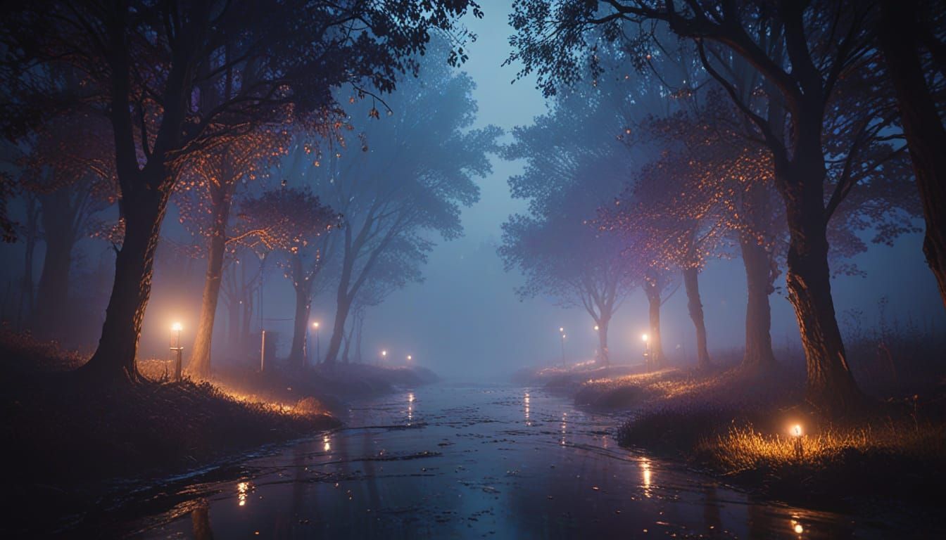 Ethereal Lights Dance in Darkened Atmosphere