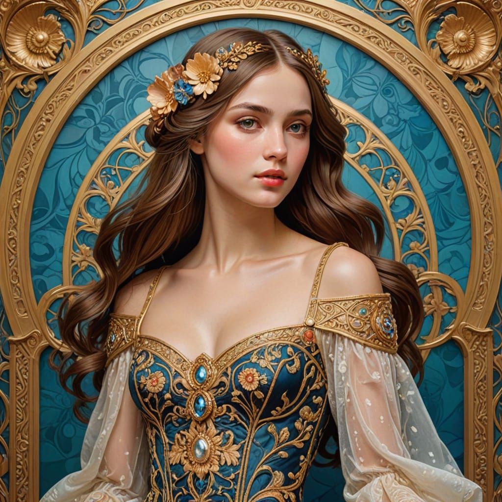 Art Nouveau Portrait of a Confident Woman