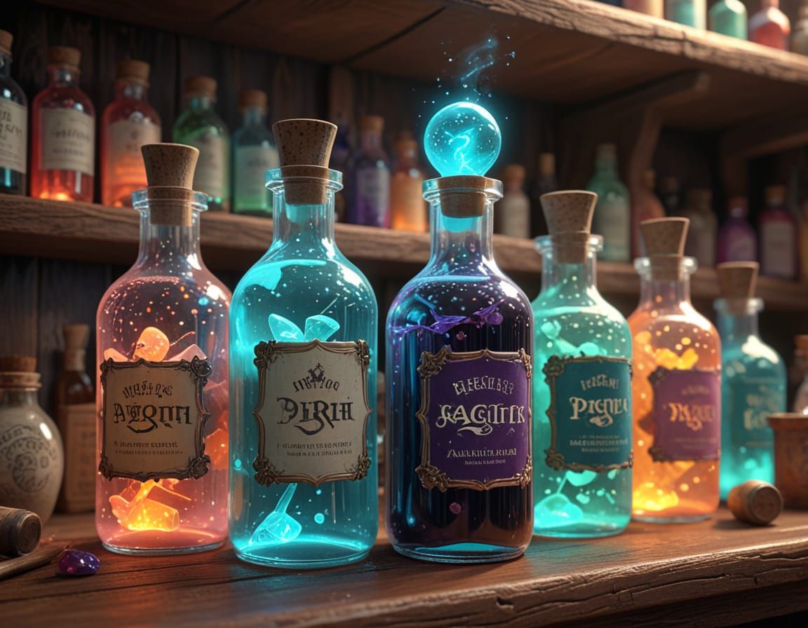 Enchanted Potions in Whimsical Wizard's Lair