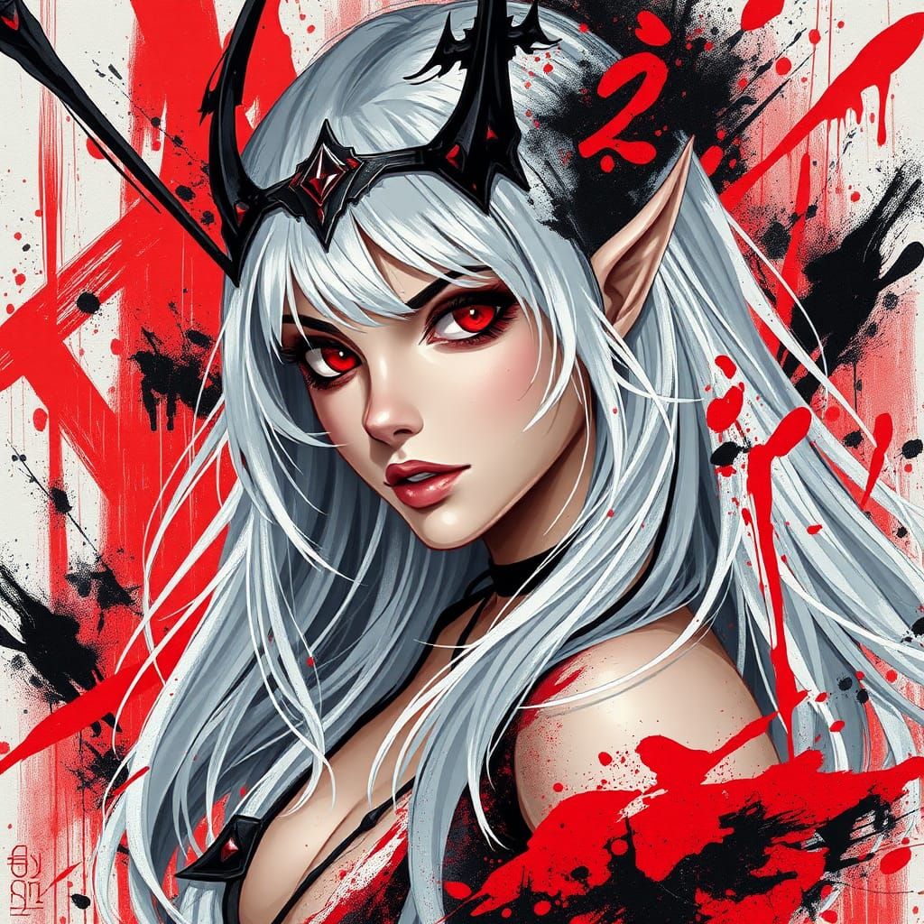 Anime Elf with Graffiti, Inspired by Street Art