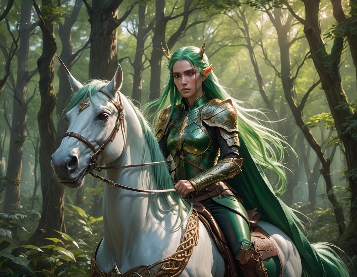 Green Elf Ranger on Horseback