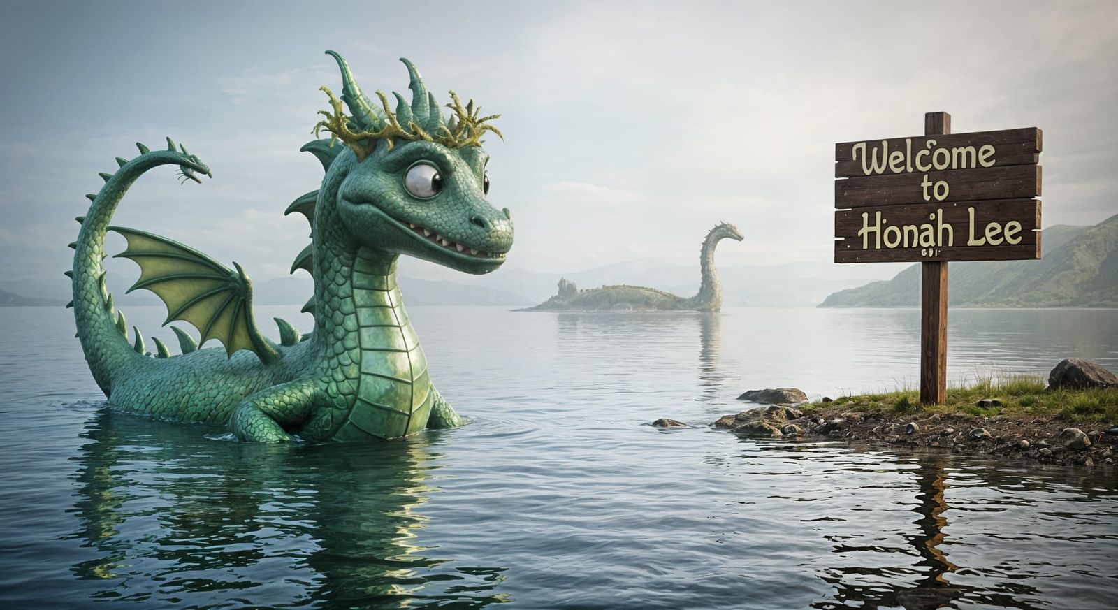 Puff the Magic Dragon Meets Nessie: 8k Photorealism
