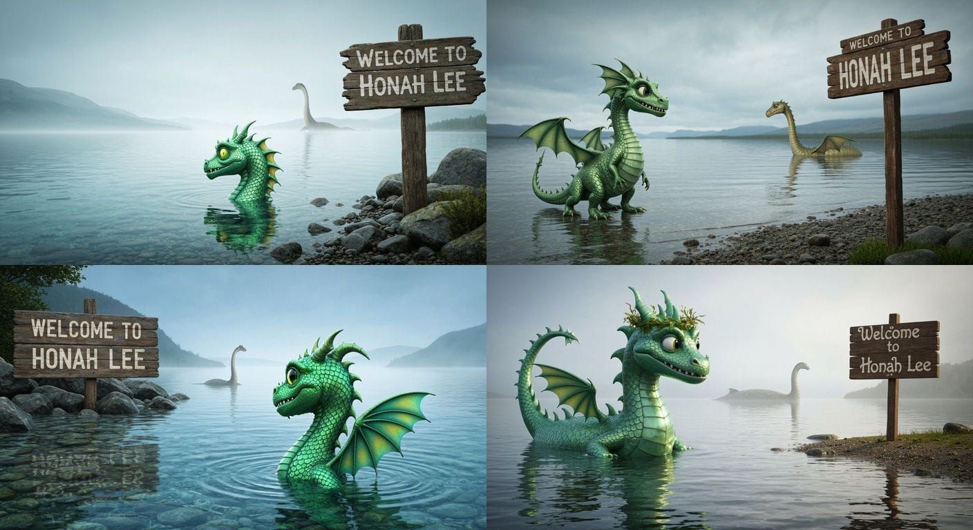 Puff the Magic Dragon and Nessie in Loch Ness