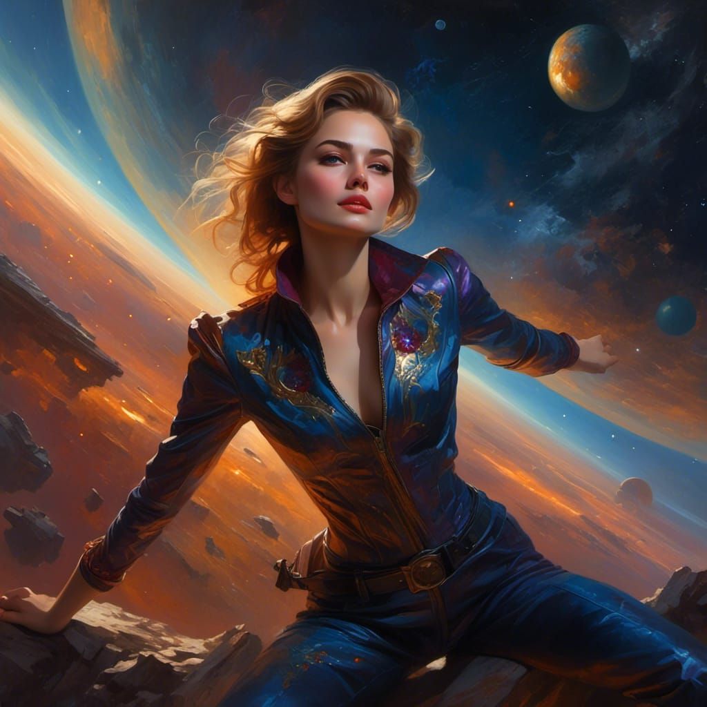 Celestial Woman in Deep Space Nebula