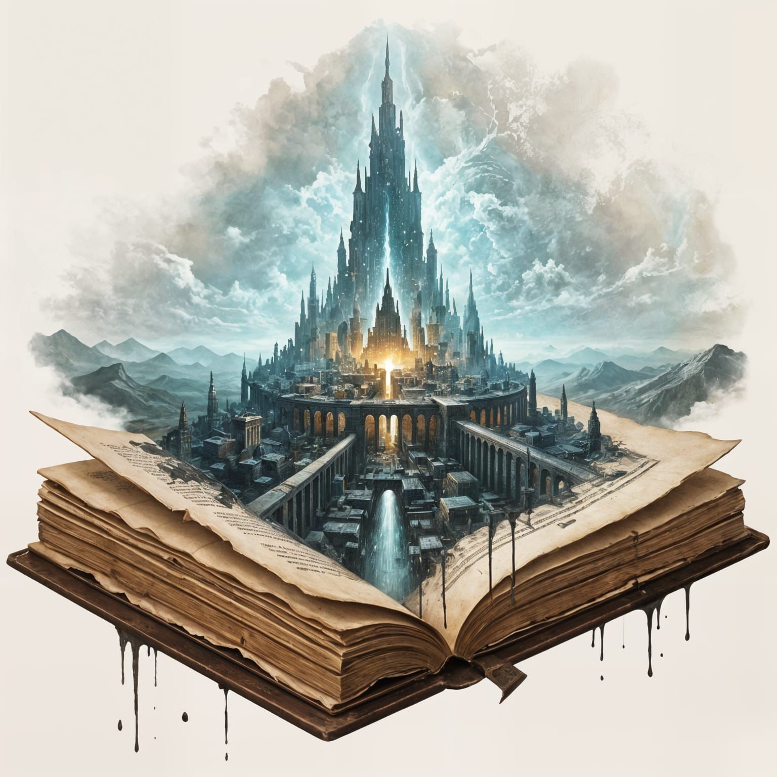 Ancient Glowing City Rises From Open Book