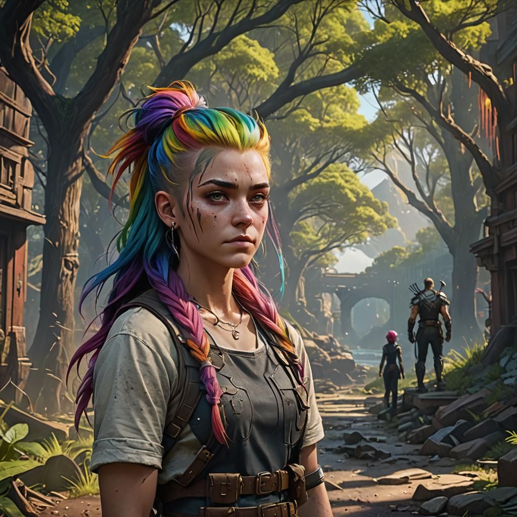 Girl with Wolverine: Detailed Fantasy Concept Art