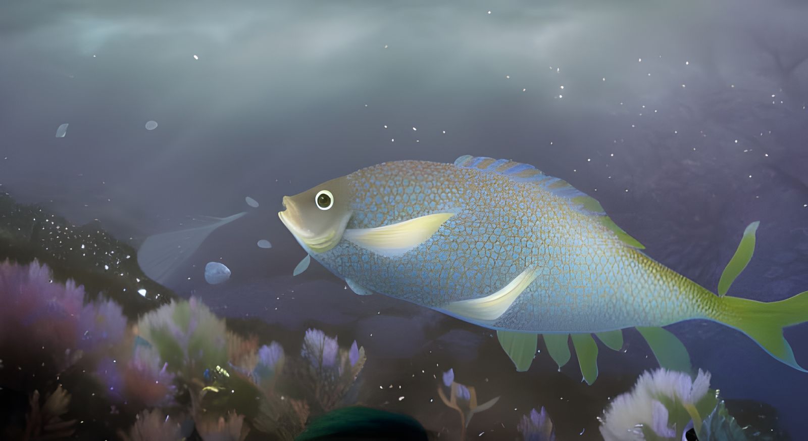 Detailed Fish in Japanese Dye Transfer Style