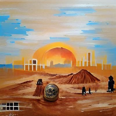 Tatooine Landscape in Acrylic Style