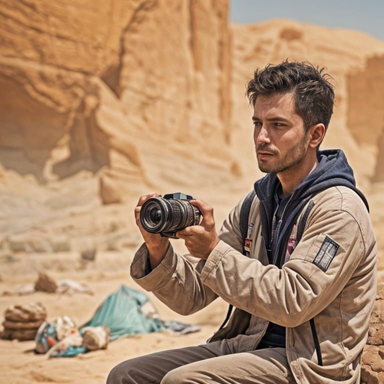 Bedouins Preparing Coffee in Desert, Professional Photograph...