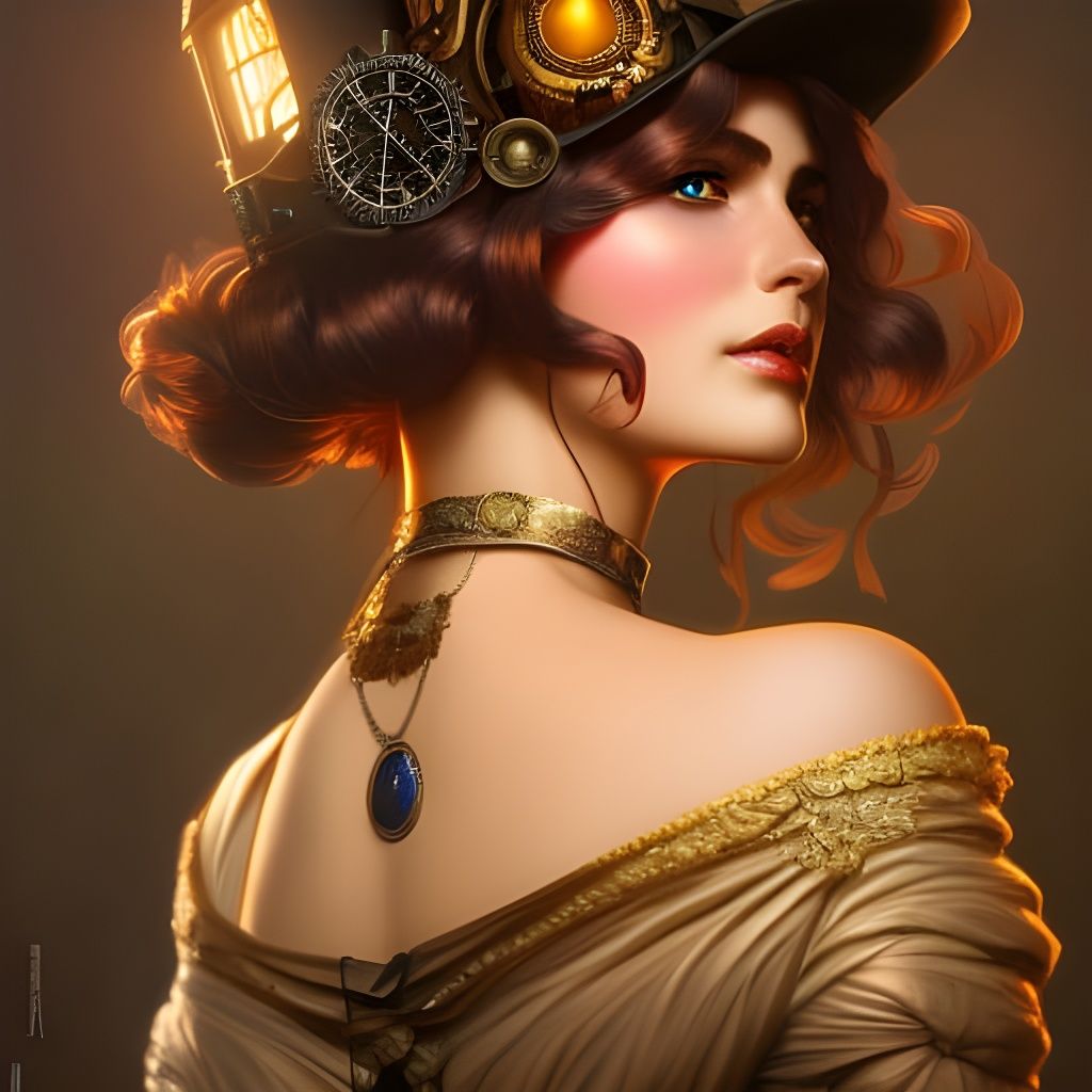 Steampunk Victorian Woman Portrait in 8k Resolution
