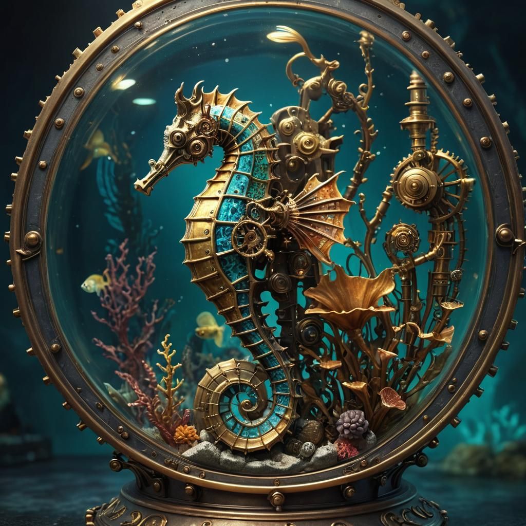 Steampunk Seahorse Aquarium Concept Art