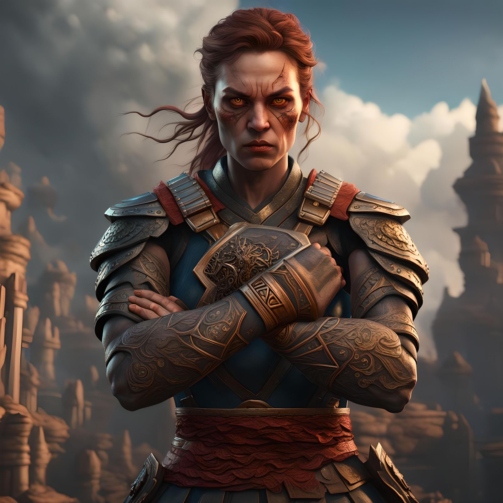 Defiant Woman Portrait in Hyperrealistic Style