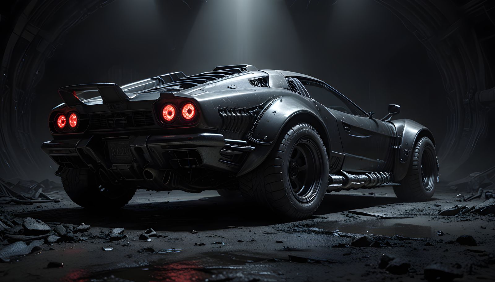 Hyperrealistic Alien-Inspired Concept Car Under Sinister Nig...