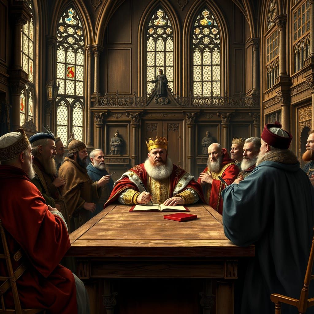 King John Signs the Magna Carta in a Medieval-Themed Masterp...