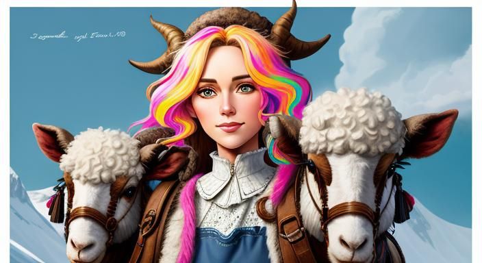 Cartoon Heidi and Sheep Delivery Service