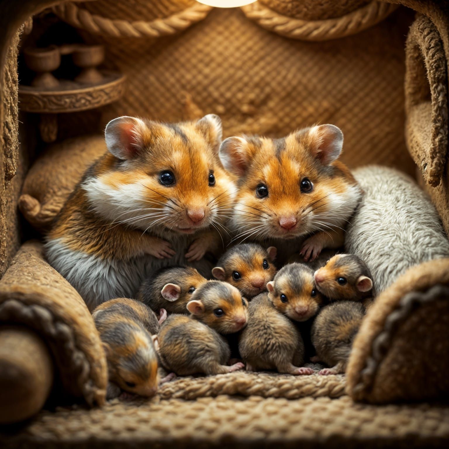 Loving Russian Dwarf Hamsters in Whimsical Cozy Home