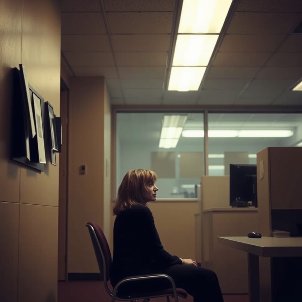 Woman in Office, Inspired by Edward Hopper