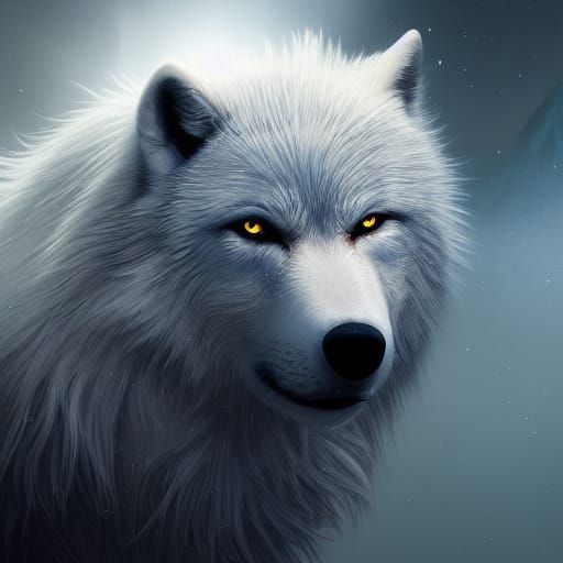 Fantastical Arctic Wolf Matte Painting