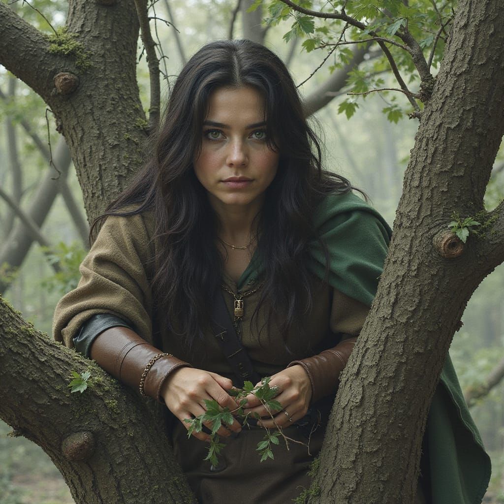 Ethereal Forest Sentinel in Mysterious, Moody Art Style