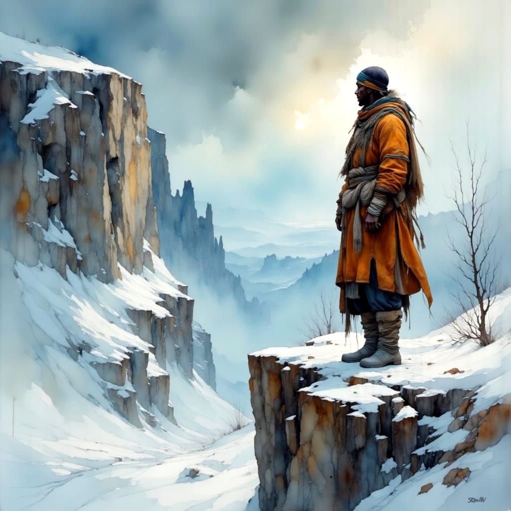 Siberian Shaman in Blizzard